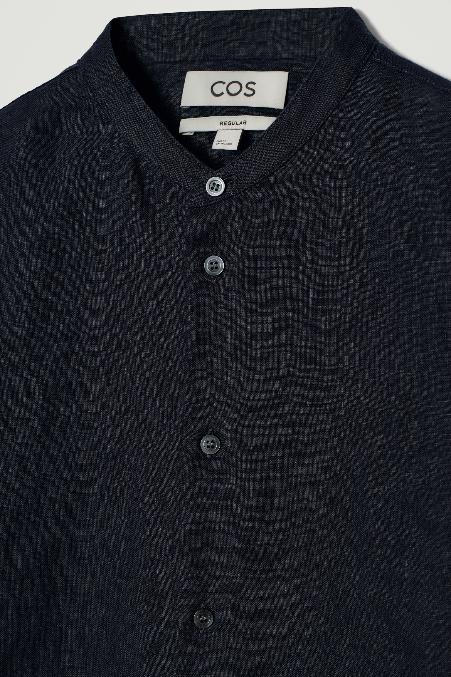 CHEMISE À COL OFFICIER EN LIN - BLEU MARINE/BLANC - 7