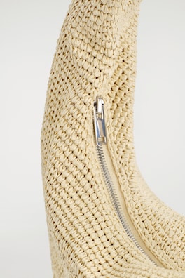 CURVED SHOULDER BAG - STRAW — BEIGE 3