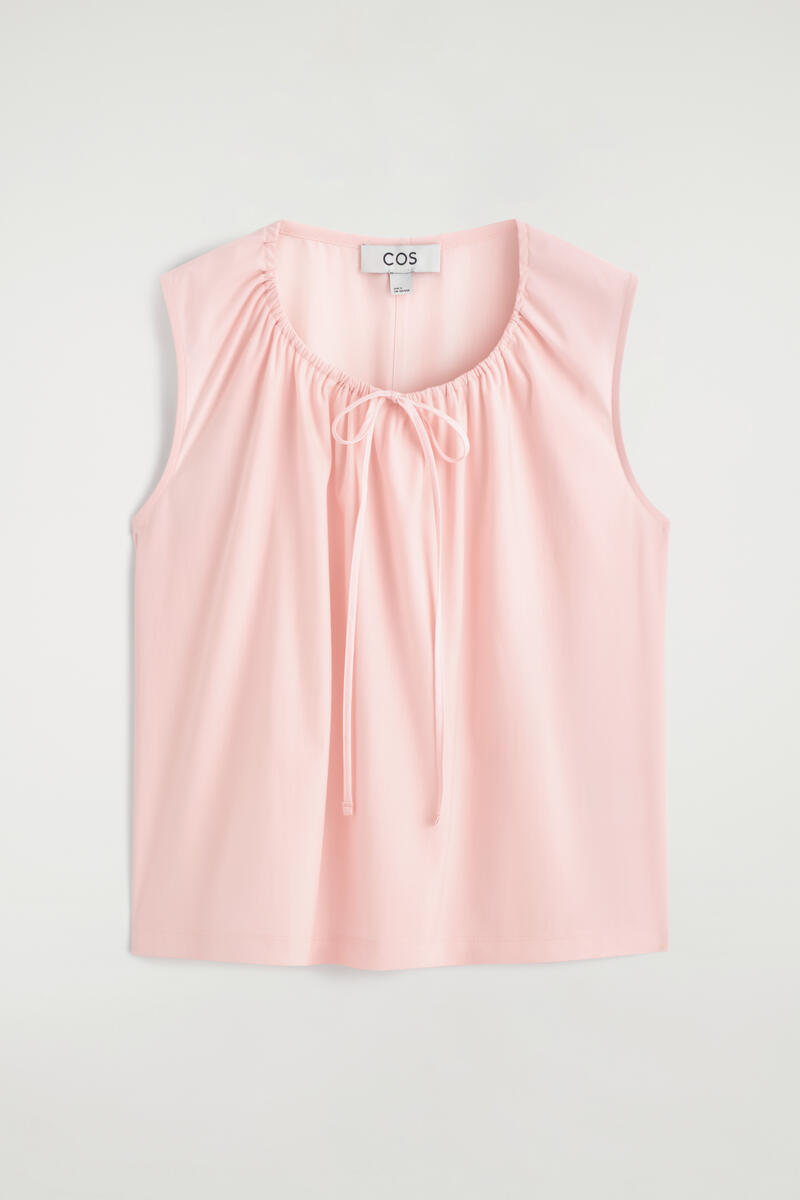 Gathered-Neck Jersey Tank Top