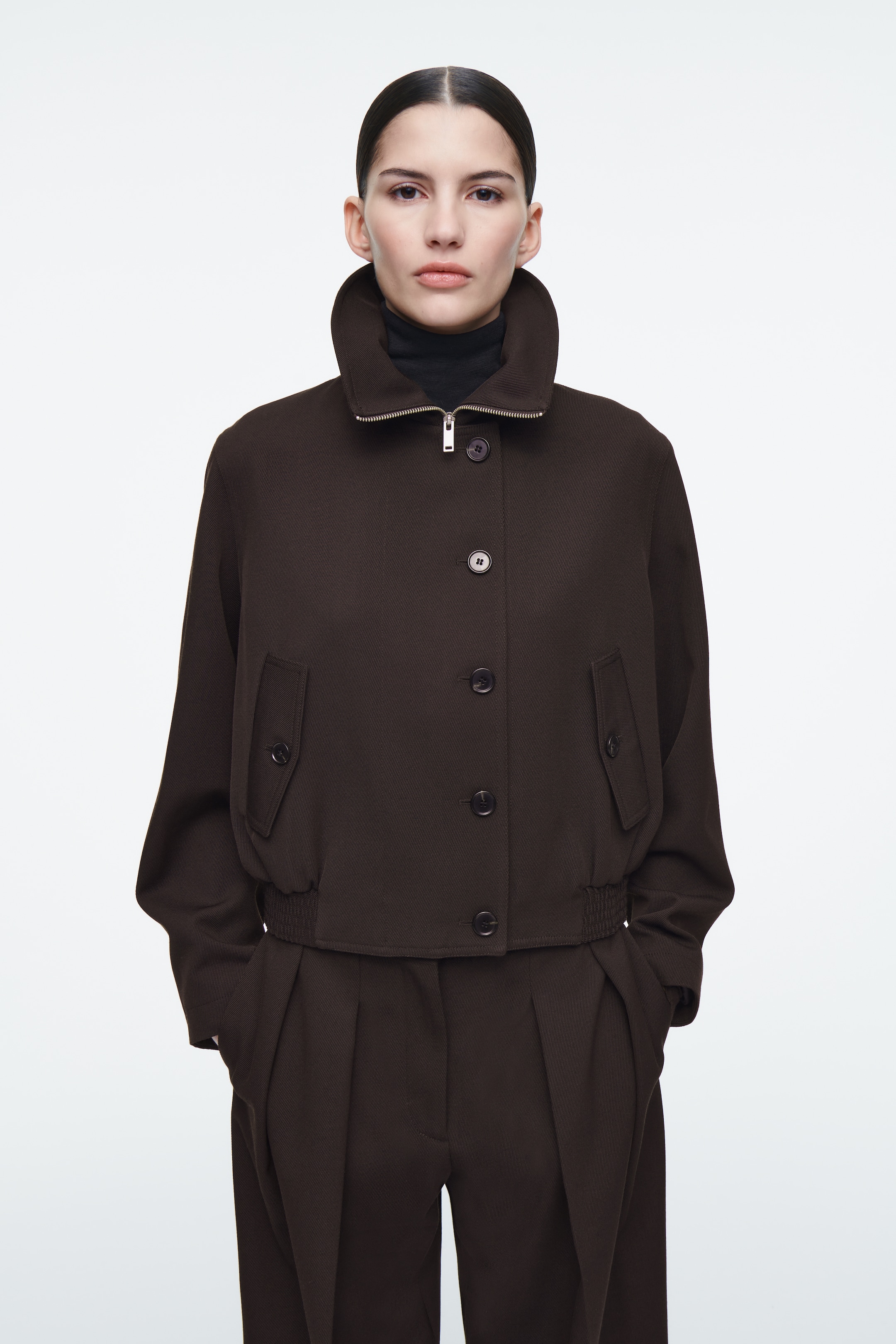 Grösseres Bild ansehen: OVERSIZED-JACKE AUS WOLL-MIX MIT STEHKRAGEN - DUNKELBRAUN - DAMEN | H&M CH 3