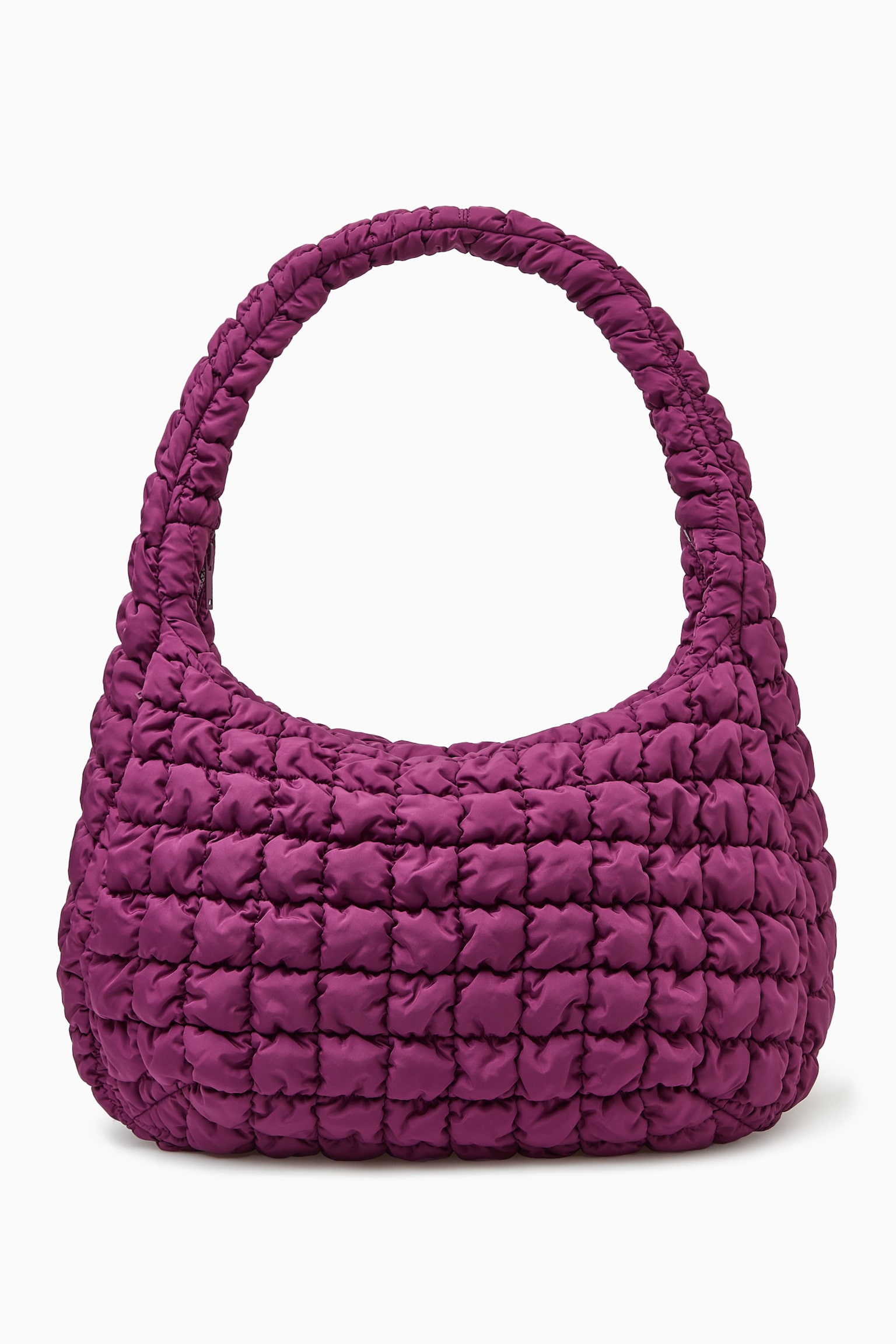 OVERSIZED QUILTED CROSSBODY BAG - PURPLE/LIGHT BEIGE