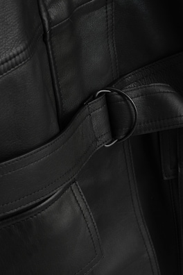 BELTED LEATHER WORKWEAR JACKET — BLACK 6