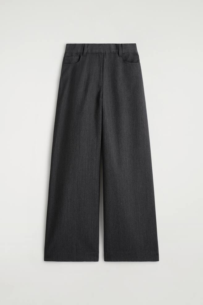 REGULAR WOOL-BLEND WIDE-LEG TROUSERS - BLACK/BROWN MÉLANGE - 1