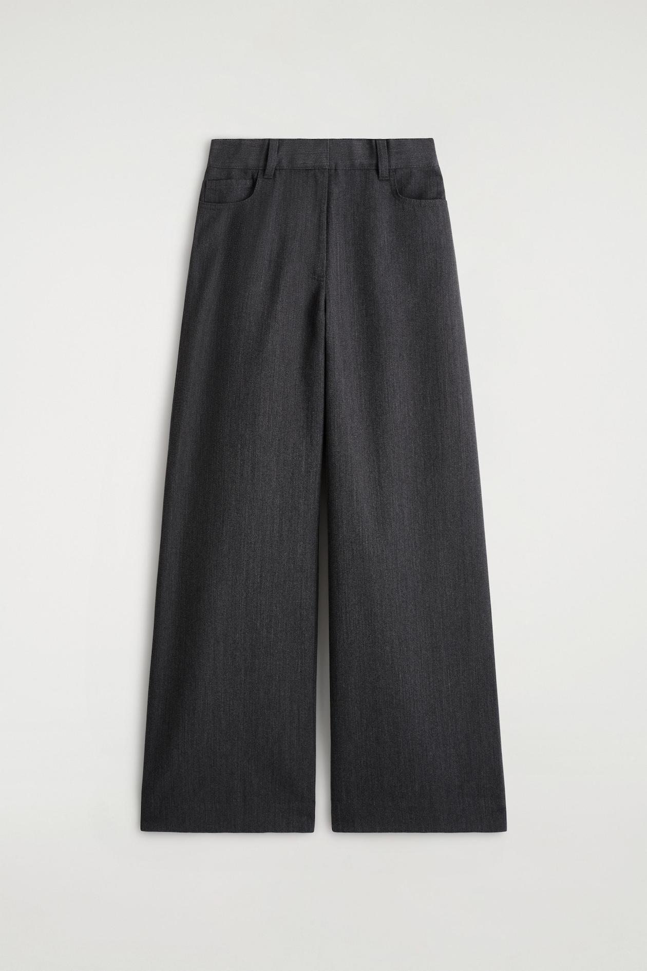 REGULAR WOOL-BLEND WIDE-LEG PANTS — BLACK