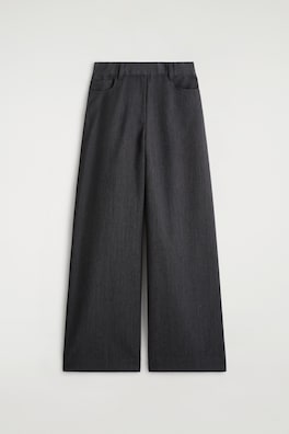 REGULAR WOOL-BLEND WIDE-LEG PANTS — BLACK 6