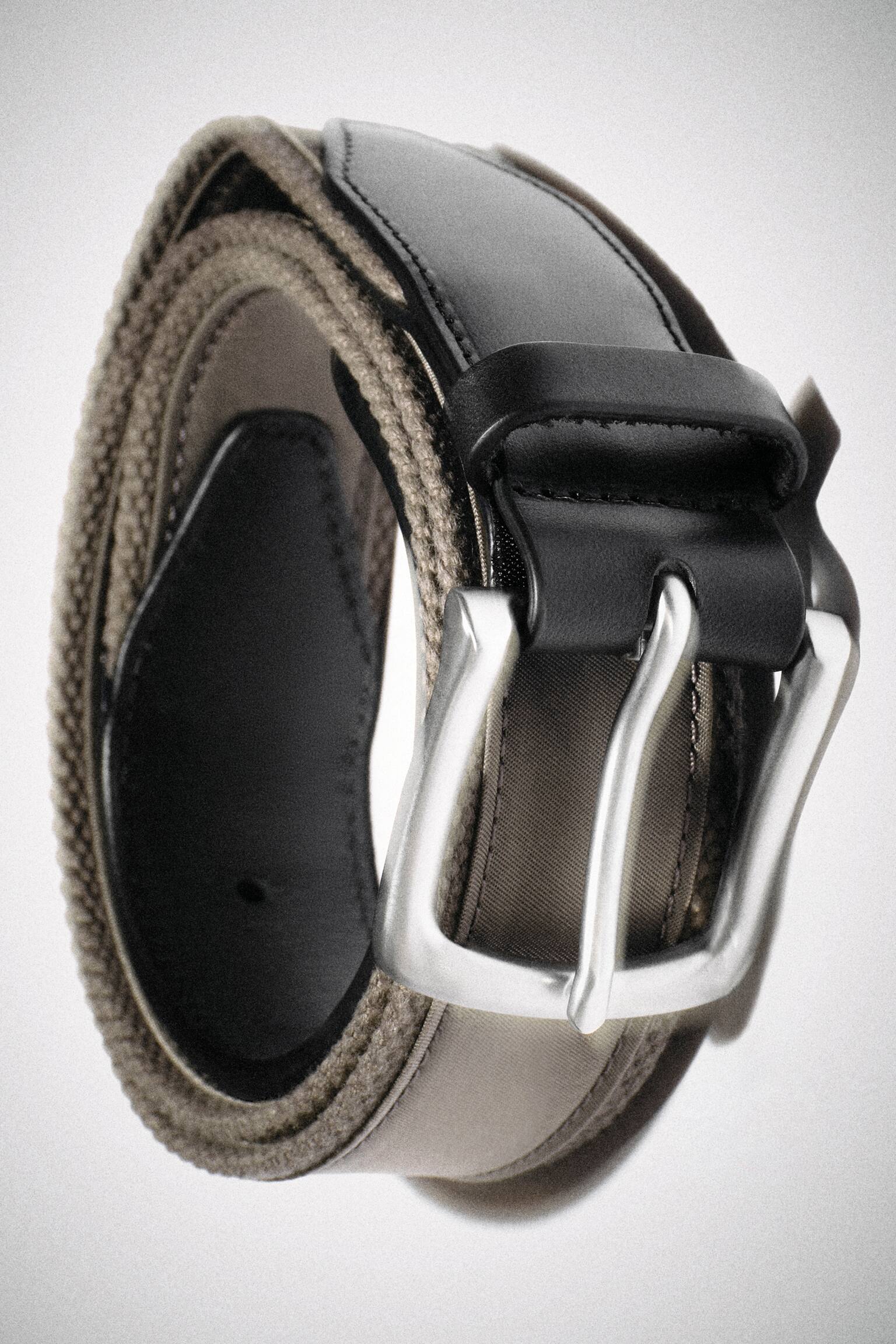 GÜRTEL MIT LEDERDETAILS - GRAU/SCHWARZ - 3