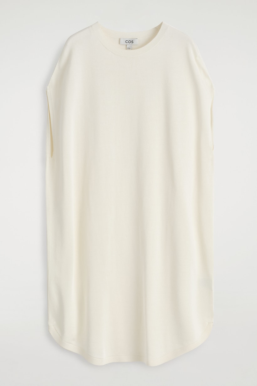 CIRCLE-CUT KNIT DRESS - WHITE | COS US