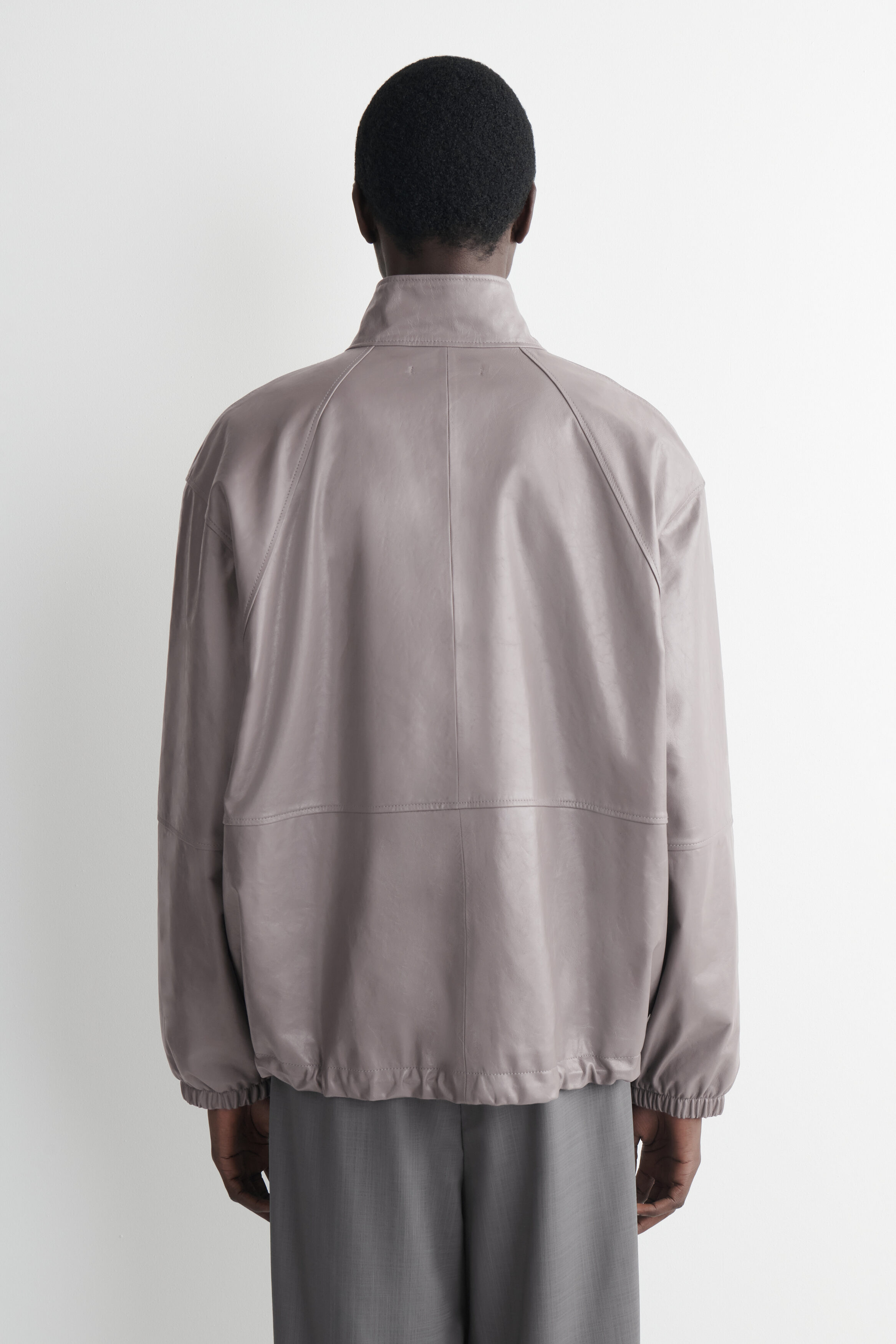 LEATHER BLOUSON JACKET - STEEL | COS US
