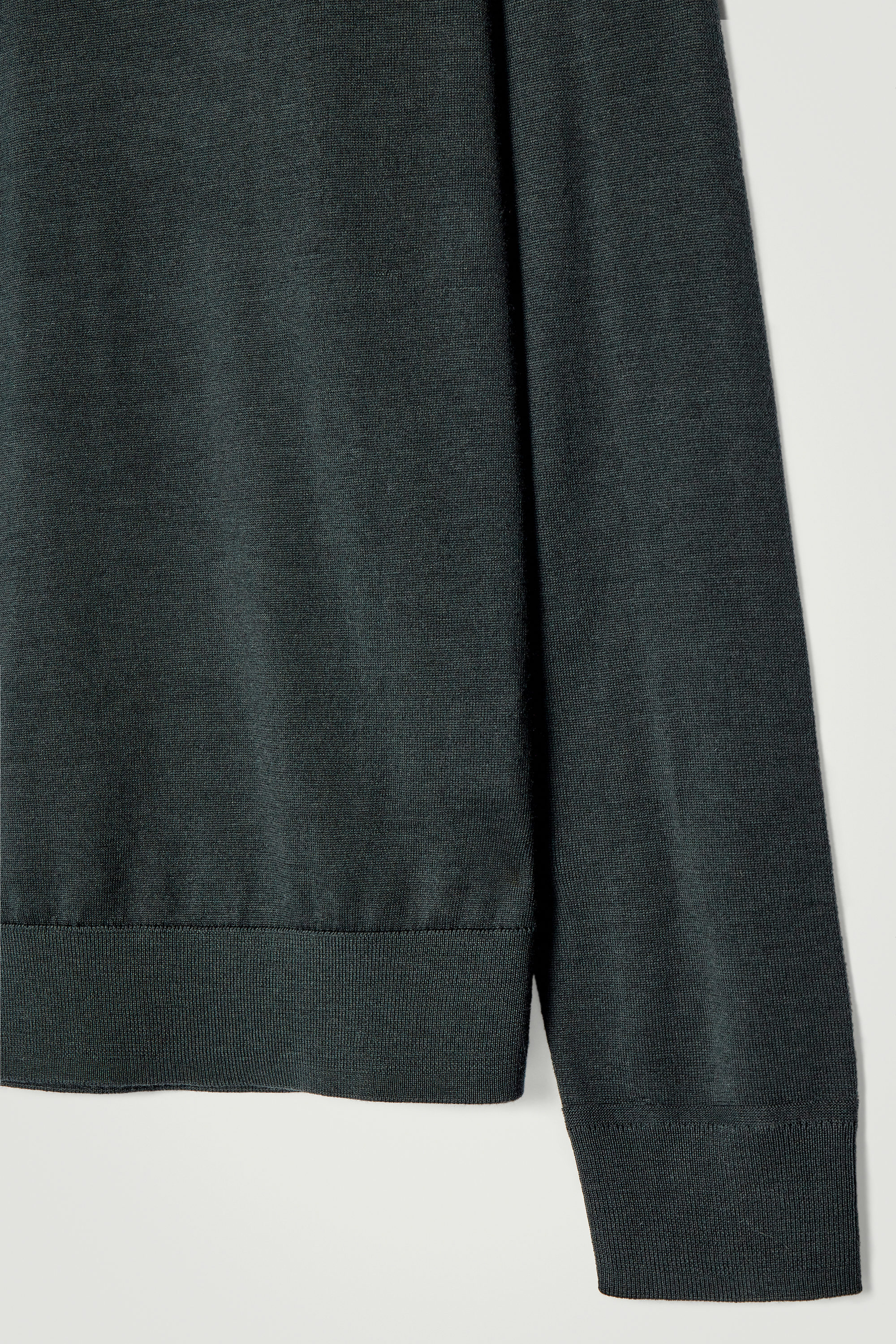 SLIM MERINO WOOL MOCK-NECK SWEATER - DARK GREEN | COS