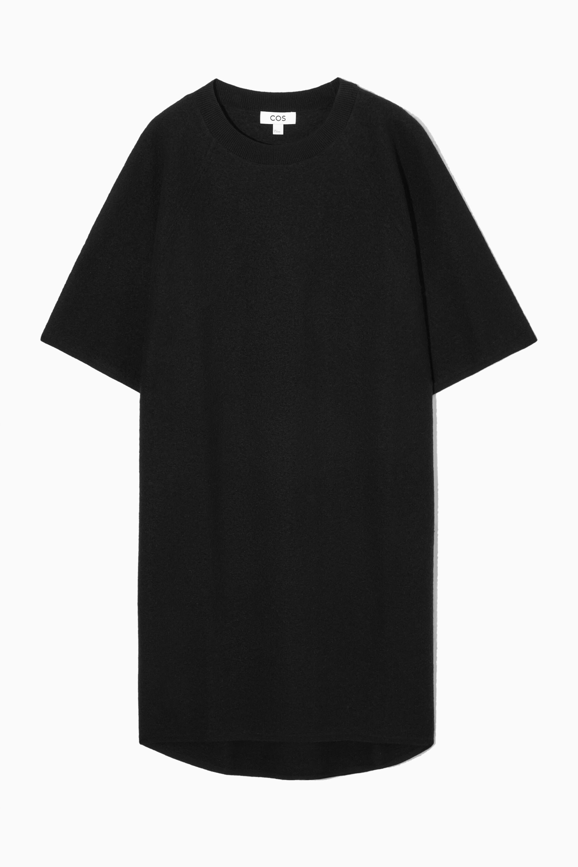 OVERSIZED-FIT WOOL T-SHIRT DRESS - BLACK | COS