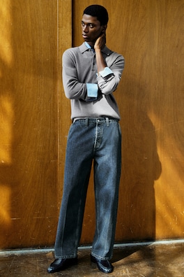 PURE CASHMERE POLO SWEATER — GRAY MÉLANGE 7