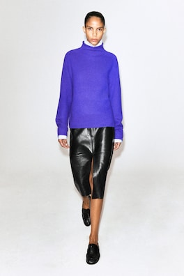 PURE CASHMERE MOCK-NECK SWEATER — PURPLE 3