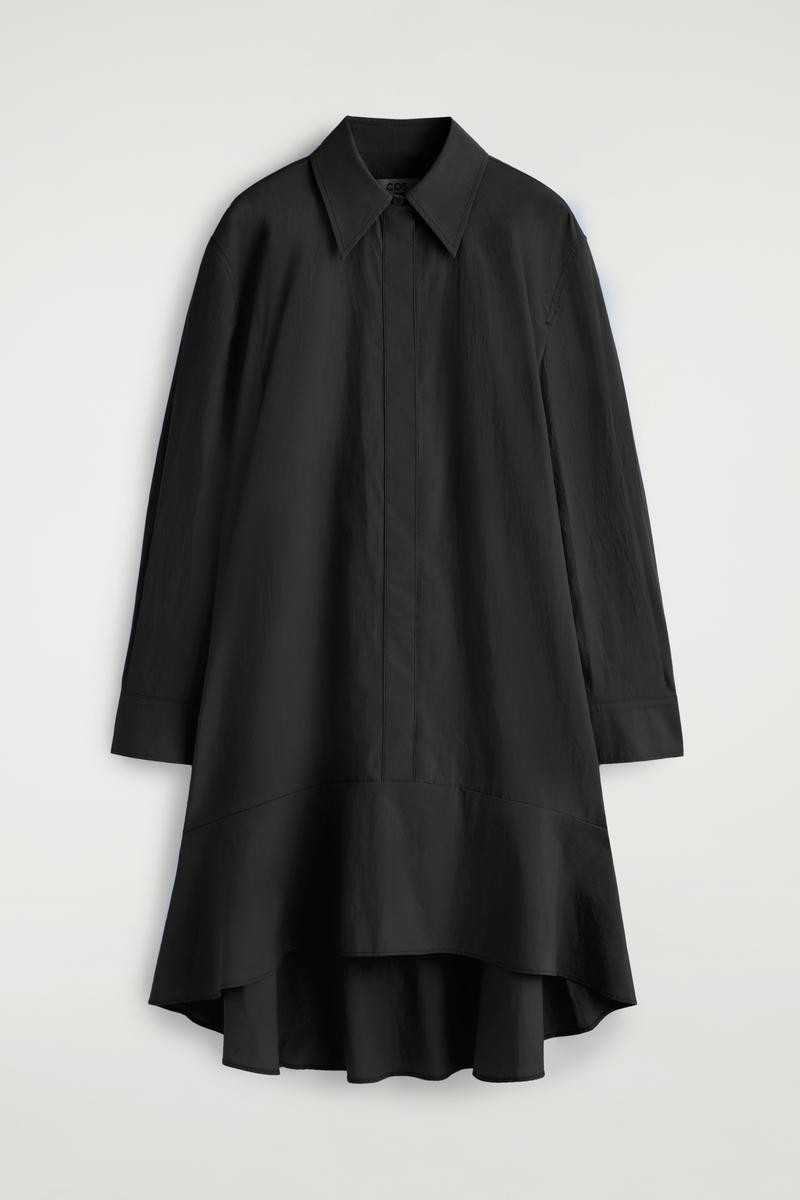 Flared Cotton Mini Shirt Dress