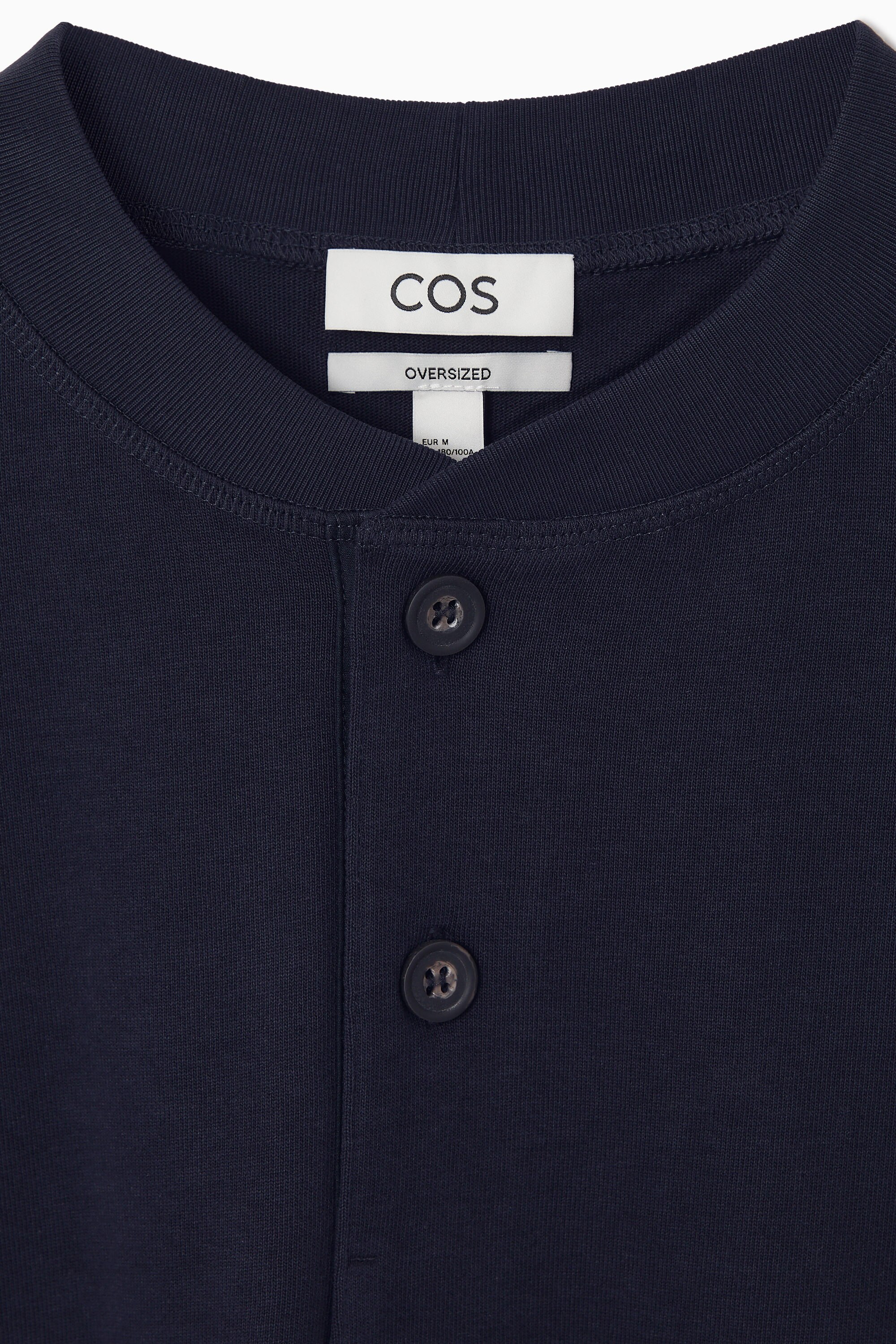 コーセー OVERSIZED HALF-PLACKET T-SHIRT - NAVY BLUE | COS US