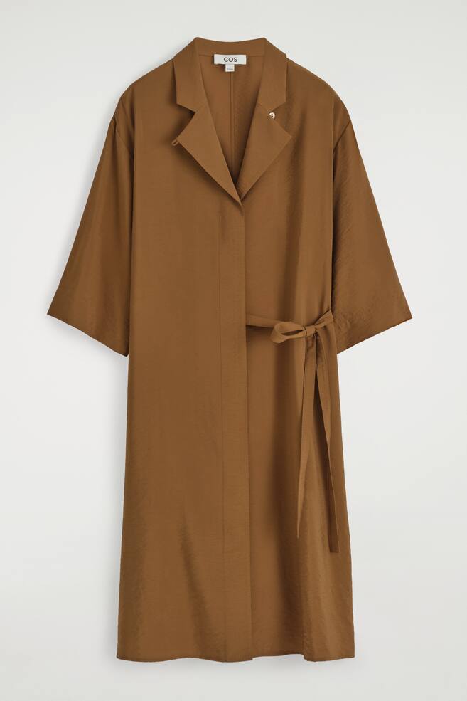 MIDI-HEMDKLEID MIT SEITLICHEM GÜRTEL - BRAUN - 1