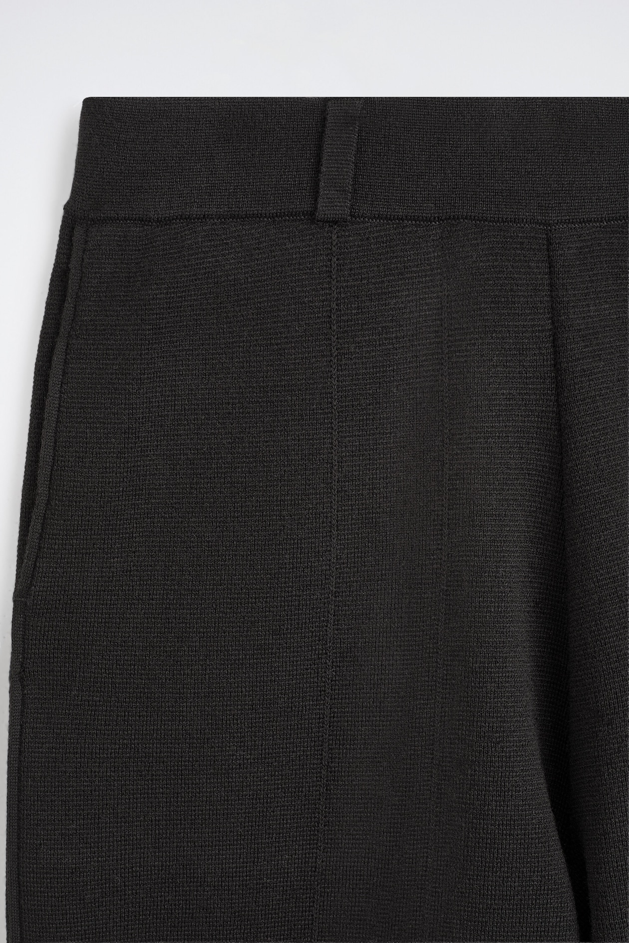 MERINO WOOL BLEND STRAIGHT-LEG PANTS — BLACK