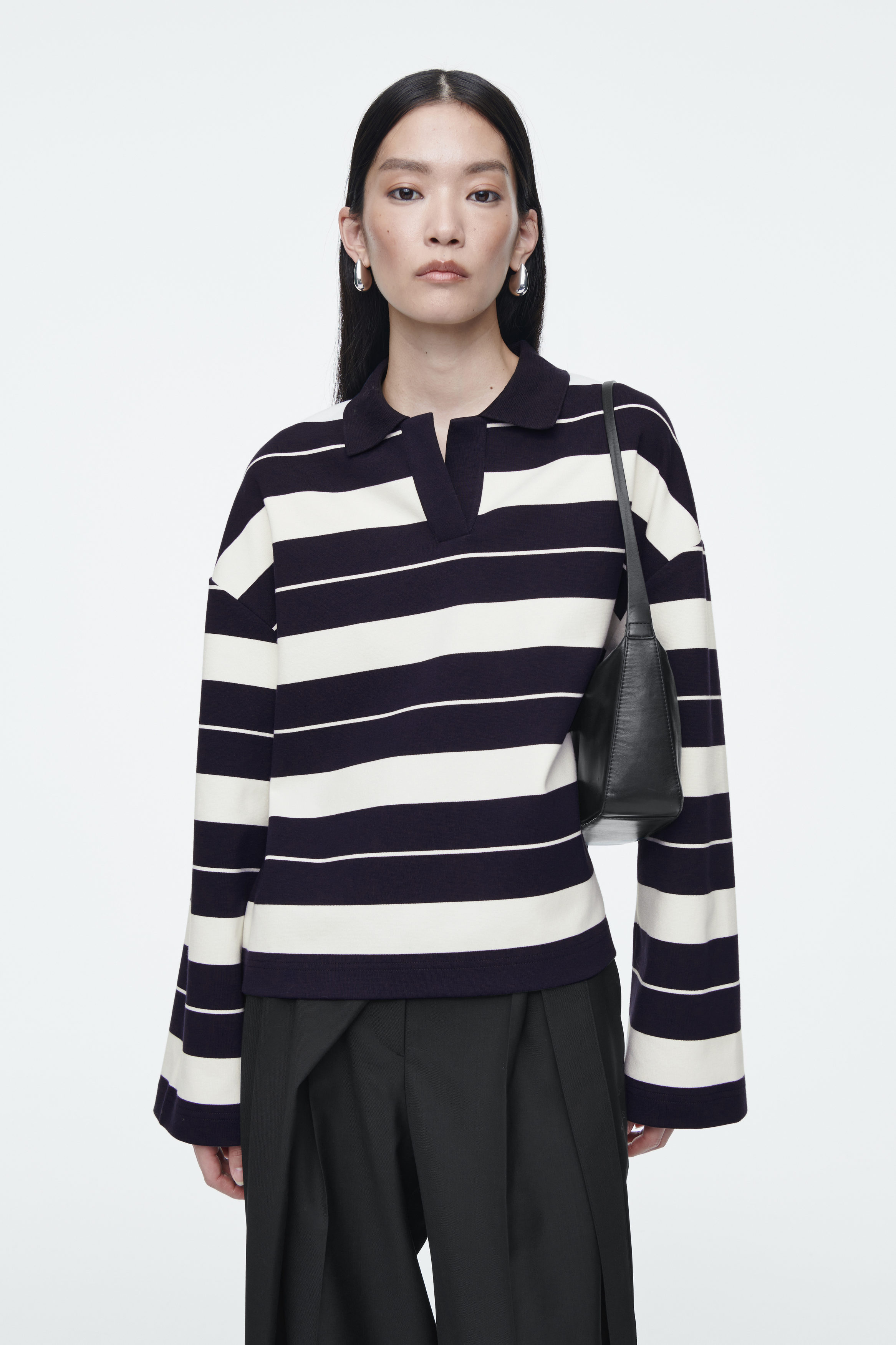 STRIPED JERSEY RUGBY SHIRT - NAVY / STRIPED | COS