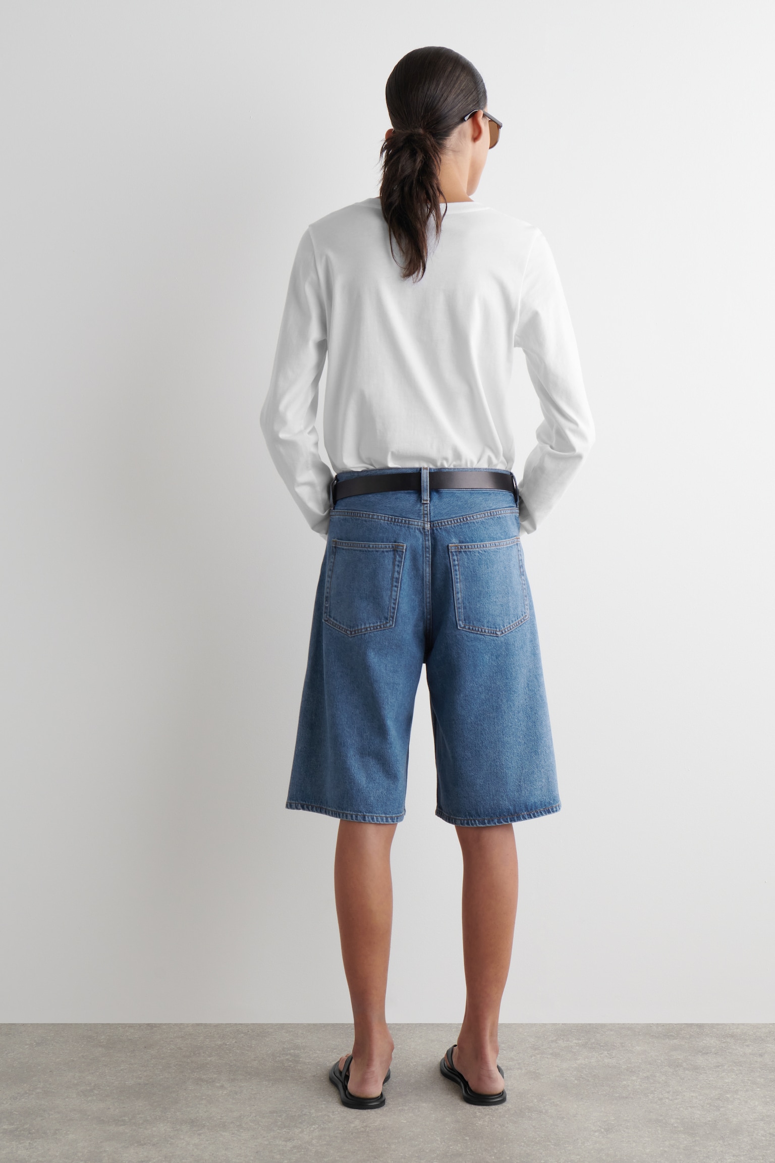 LONGLINE DENIM SHORTS - BLUE/LIGHT BLUE/CHALK/LIGHT BEIGE - 6