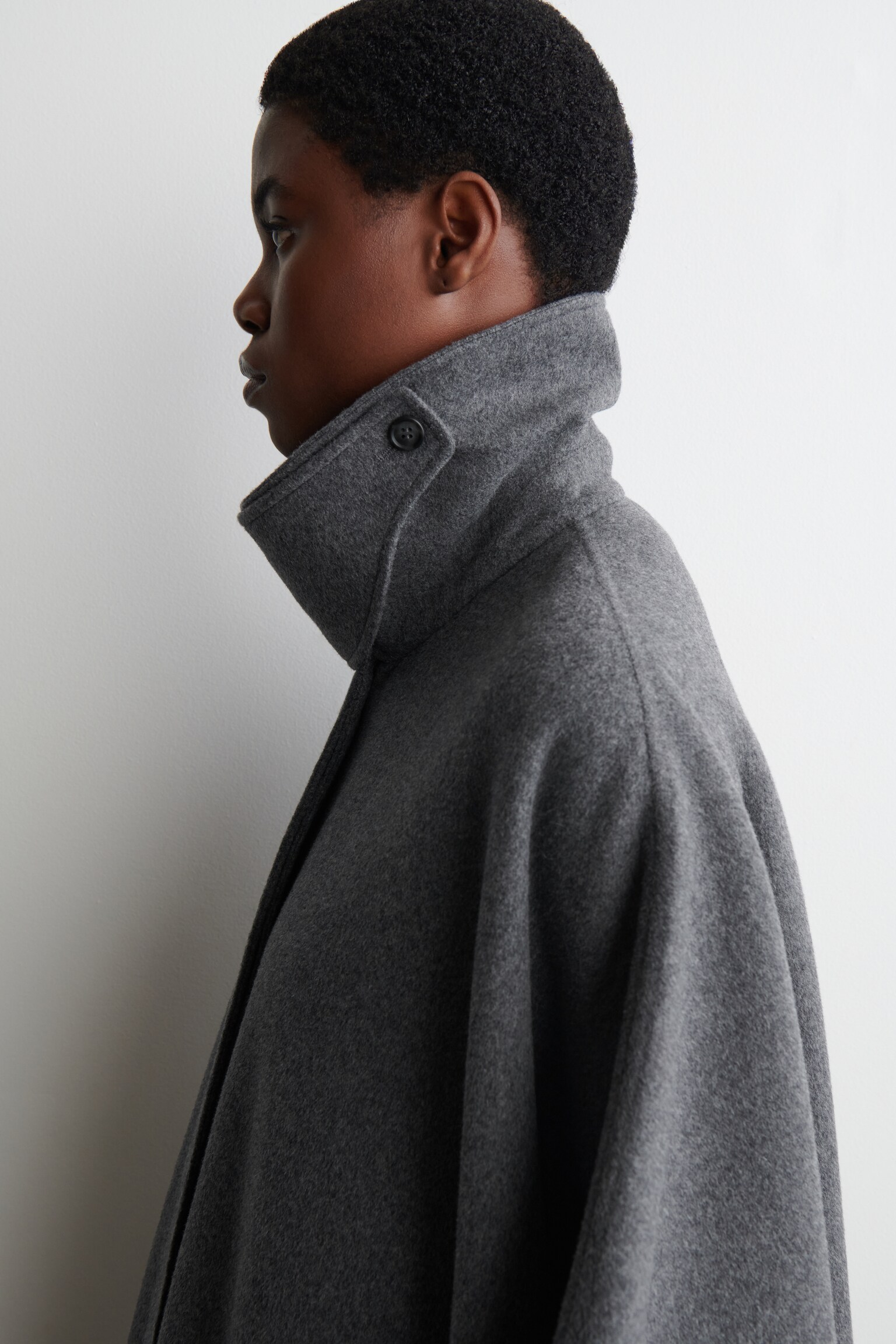 CAPE LONGUE EN LAINE DOUBLE FACE - GRIS/BEIGE - 4