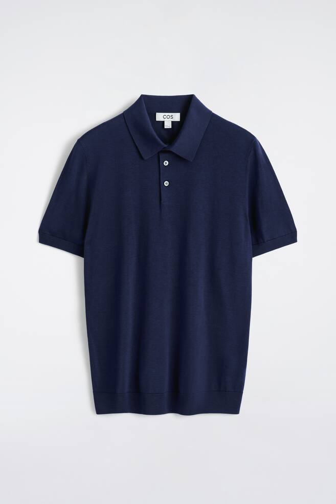 SCHMAL GESCHNITTENES POLOSHIRT AUS SEIDENSTRICK - Blau/BRAUN - 1