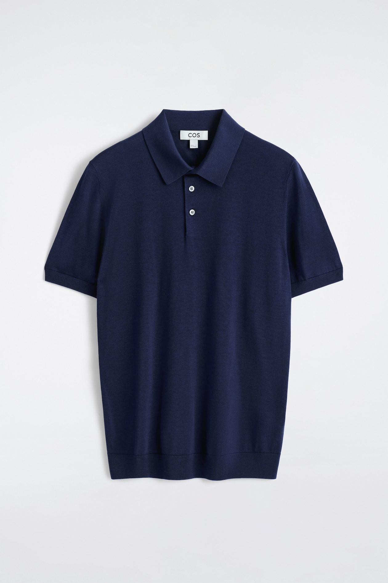 SLIM KNITTED SILK POLO SHIRT — BLUE