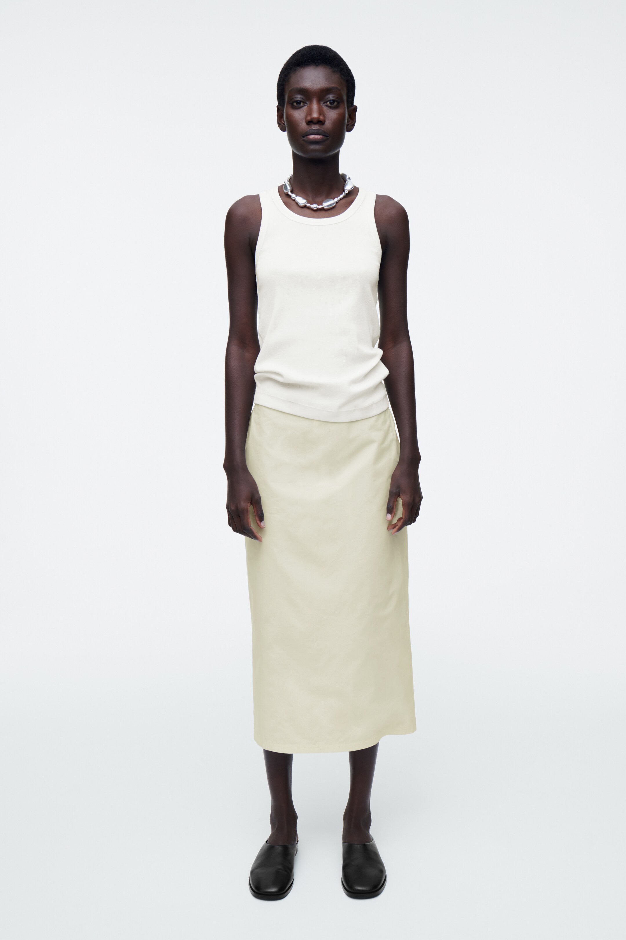 View larger image: COTTON DRAWSTRING MIDI SKIRT - BUTTERMILK - Ladies | H&M GB 2