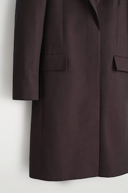 TAILORED COTTON LONG COAT — BURGUNDY 2