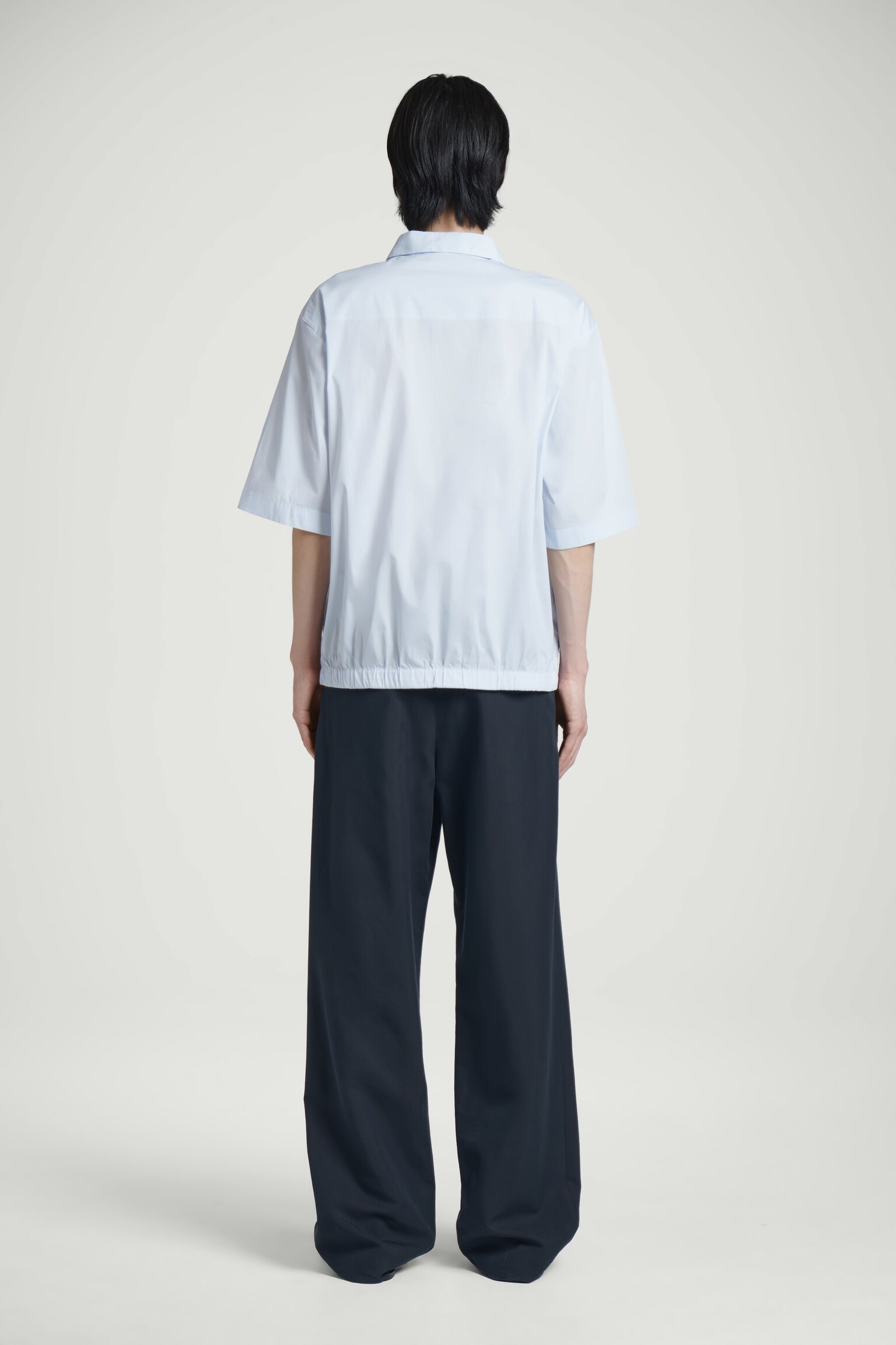 CAMISA CERRADA DE MANGA CORTA DE ALGODÓN - AZUL CLARO - 3