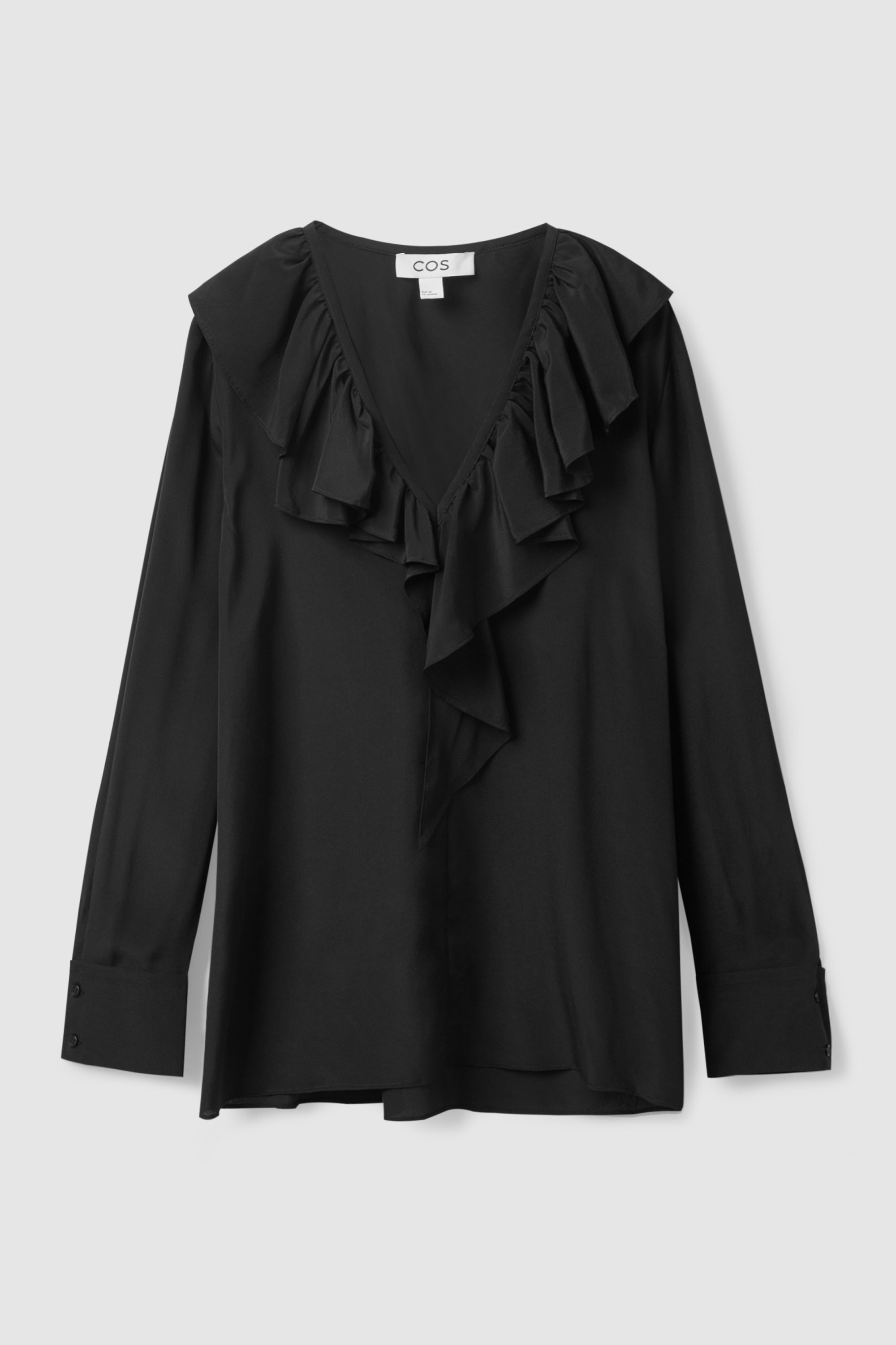 Heve/へイヴ　CROSS RUFFLE BLOUSE 黒 RUFFLED BLOUSE - BLACK | COS