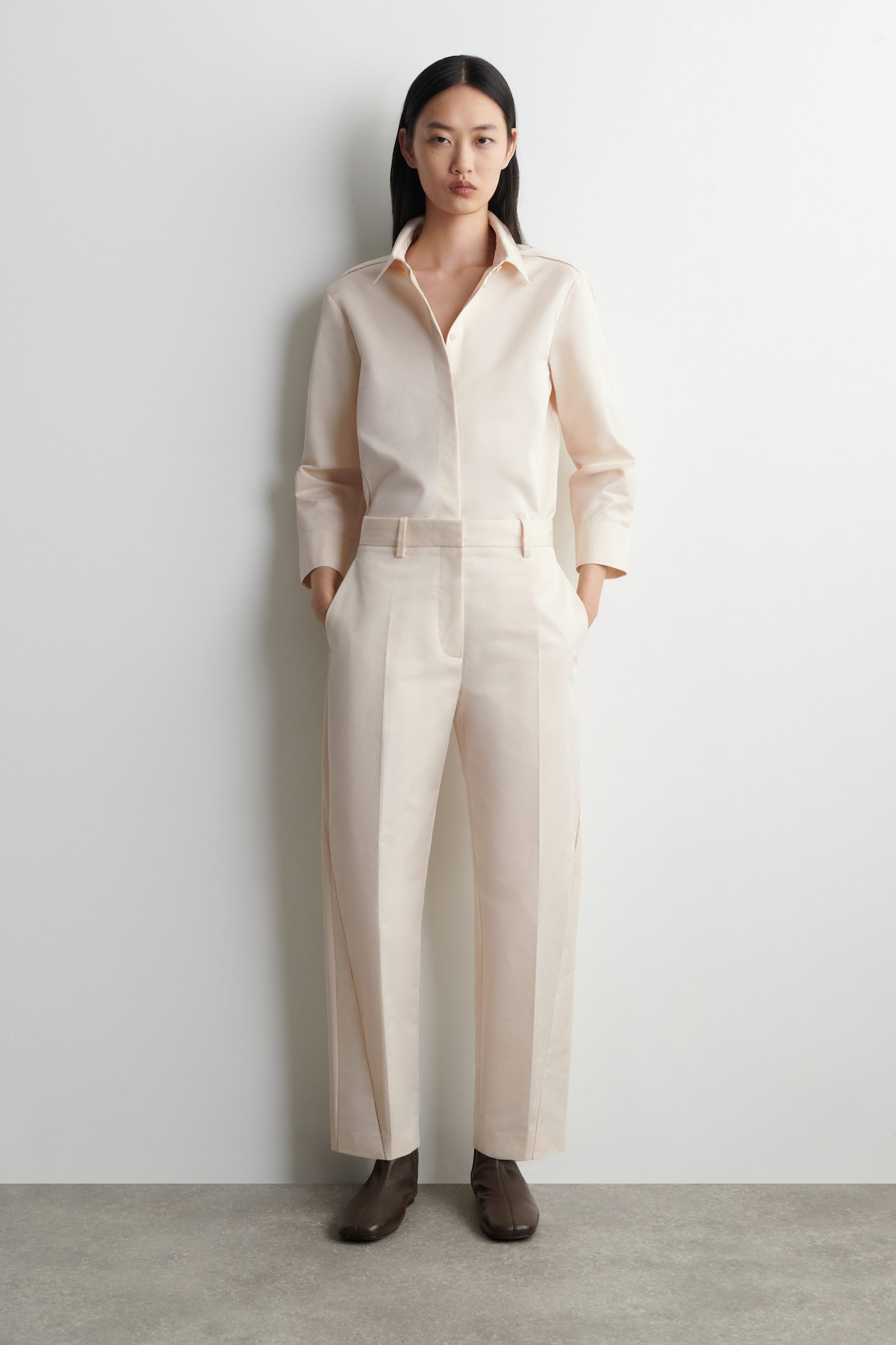 EMBROIDERED COTTON SHIRT — IVORY