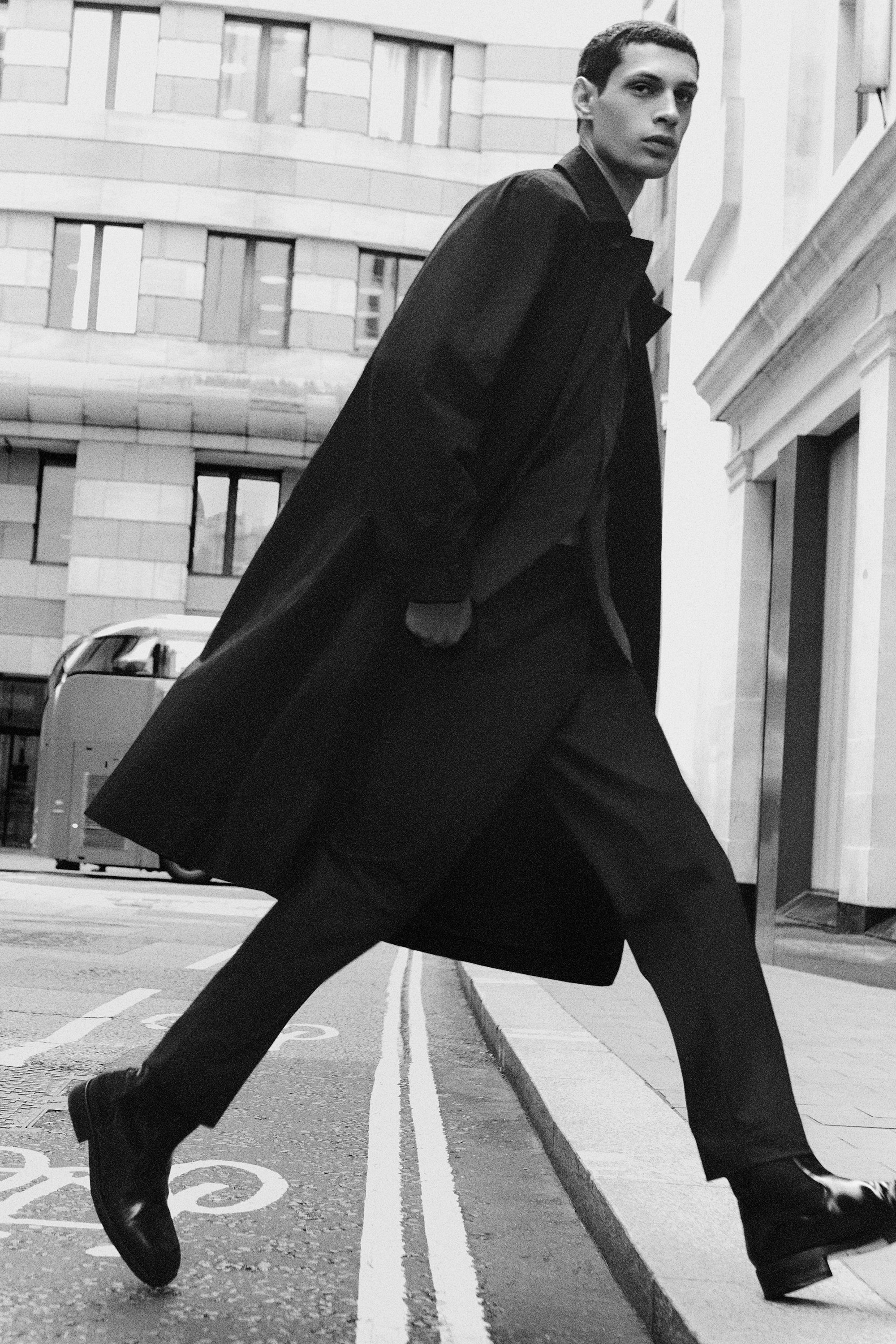 COTTON LONG TRENCH COAT - BLACK | COS