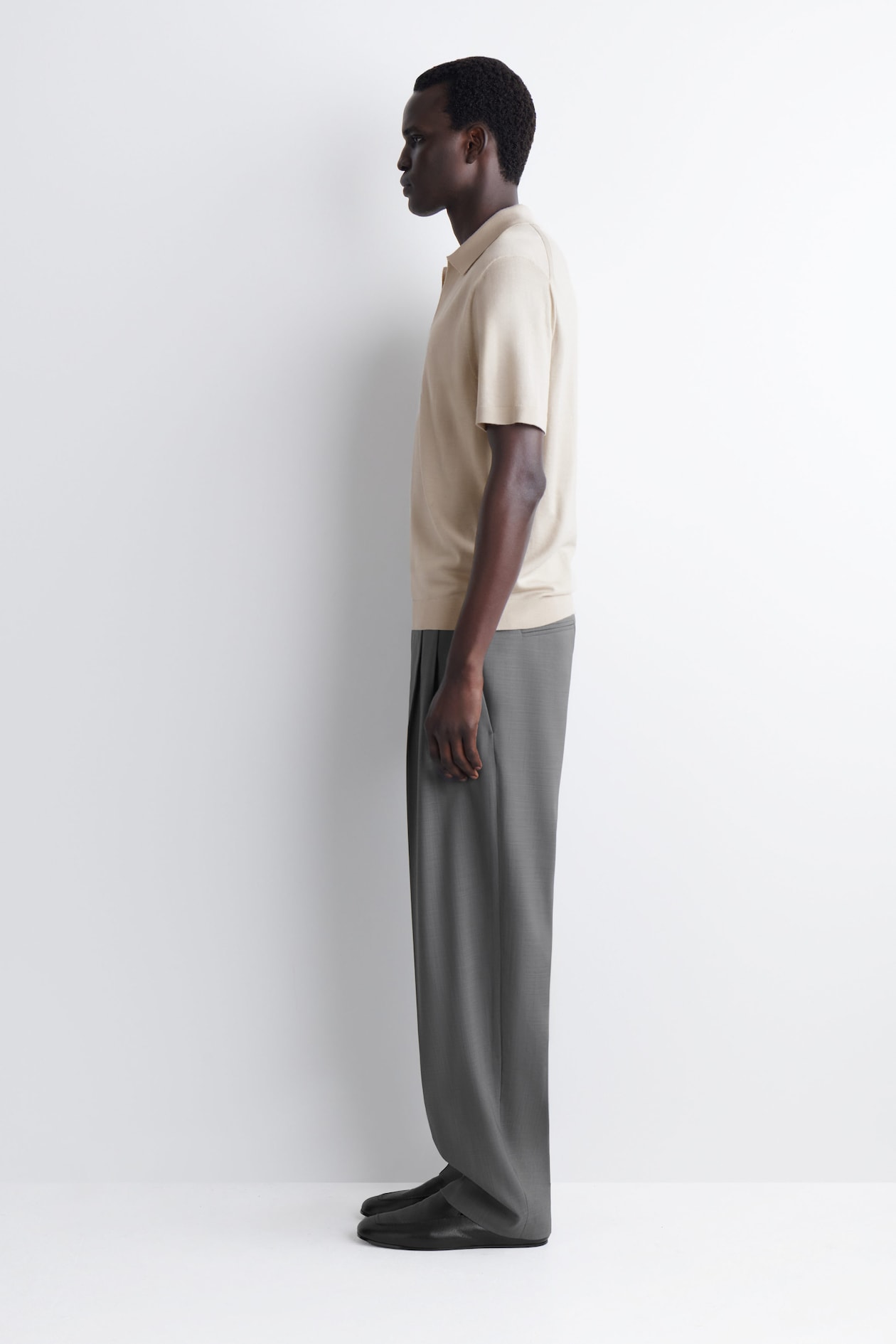 MERINO WOOL POLO SHIRT — ECRU