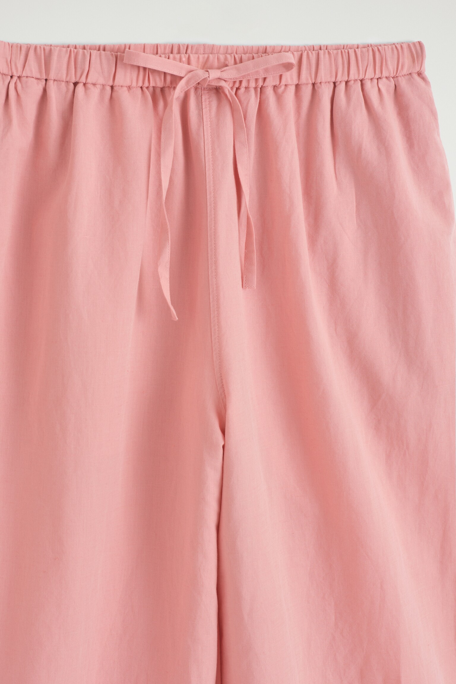 PANTALON LARGE TAILLE AJUSTABLE EN LIN - ROSE/BRUN FONCÉ - 4
