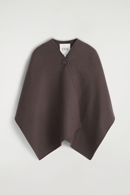 DOUBLE-FACED WOOL-BLEND CAPE — BROWN 13