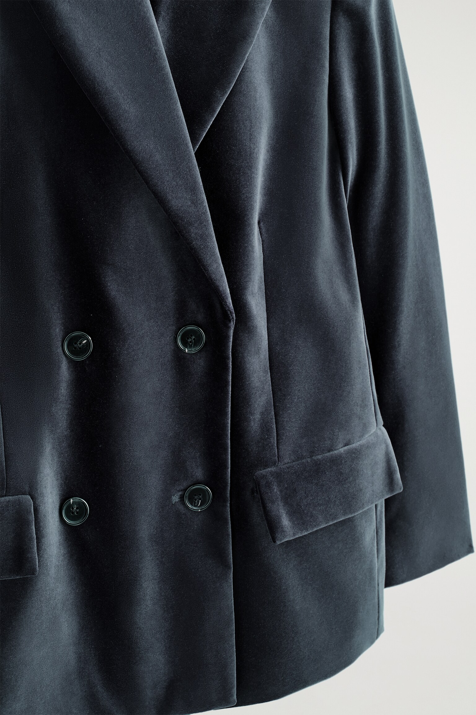 VELVET DOUBLE-BREASTED BLAZER - NAVY - 6
