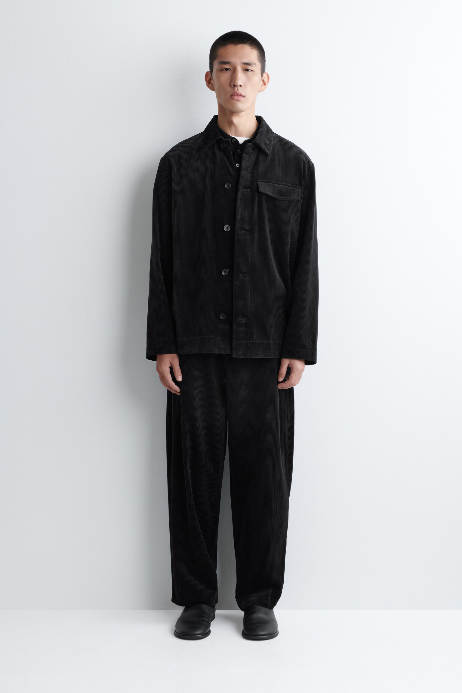 COTTON-CORDUROY OVERSHIRT - BLACK/DARK TURQUOISE - 6