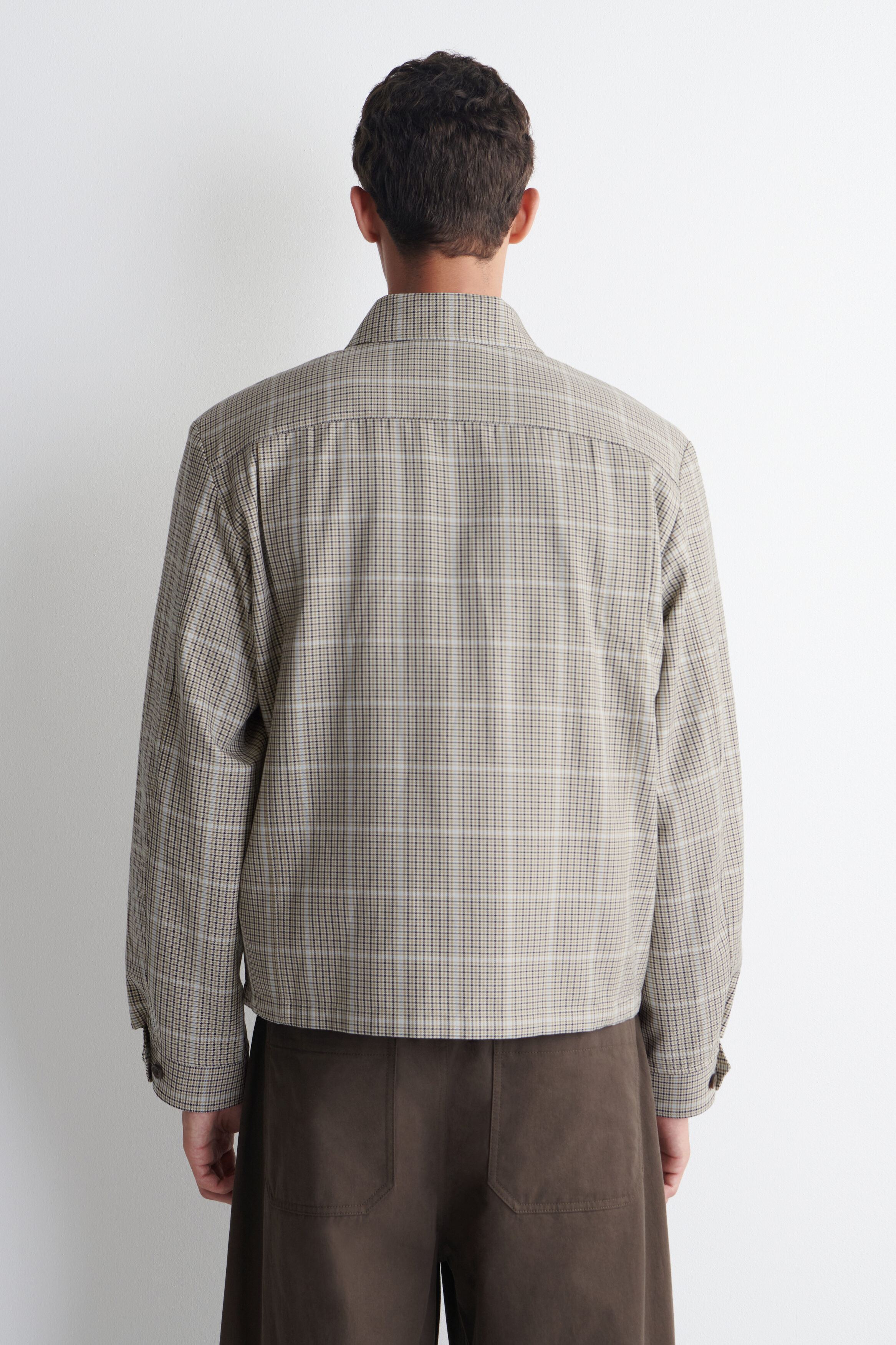 ZIP-UP COTTON-BLEND OVERSHIRT - BEIGE / CHECKED | COS US
