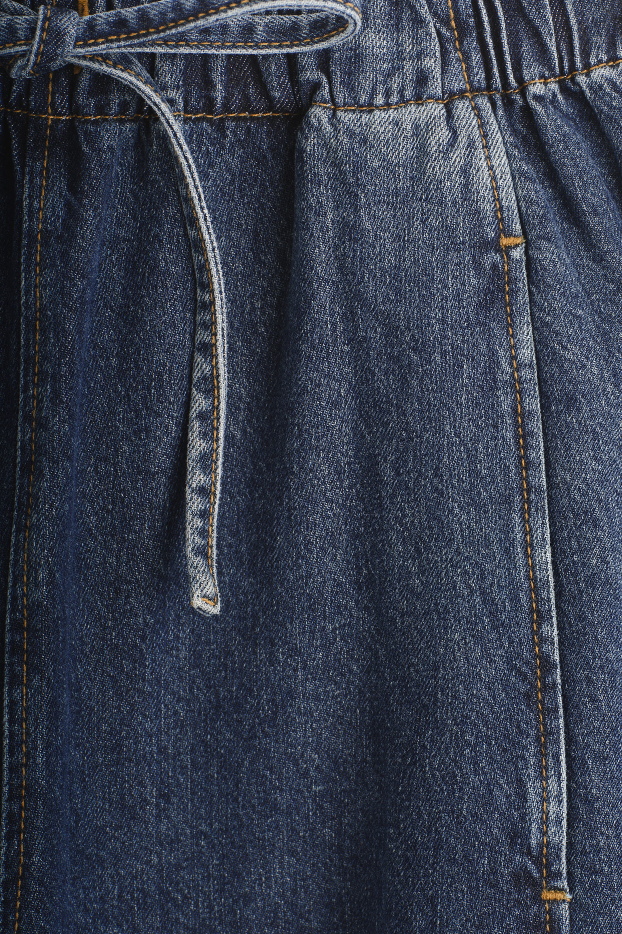 BARREL-LEG DENIM DRAWSTRING TROUSERS