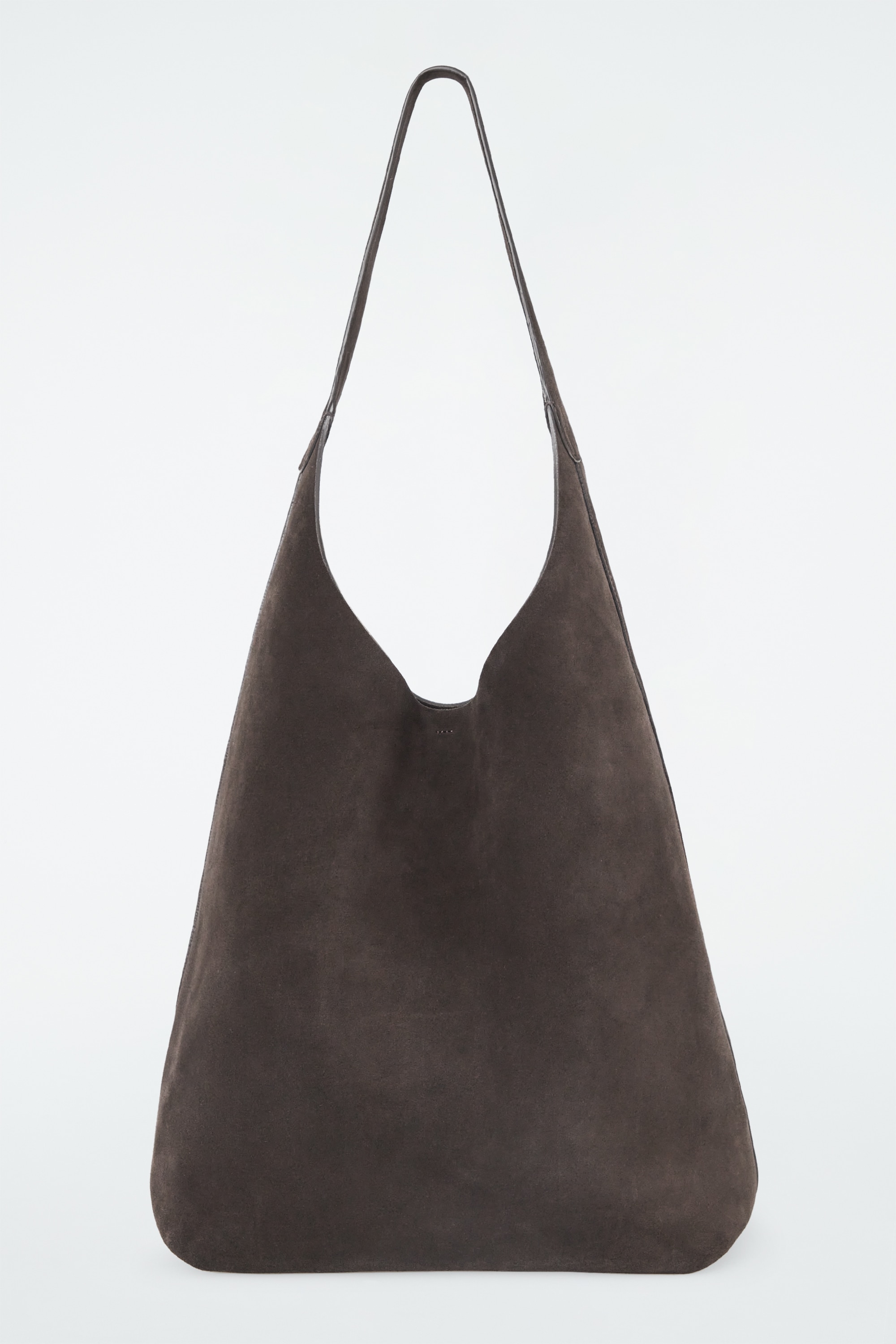 SERIF TOTE BAG - SUEDE - DARK BROWN
