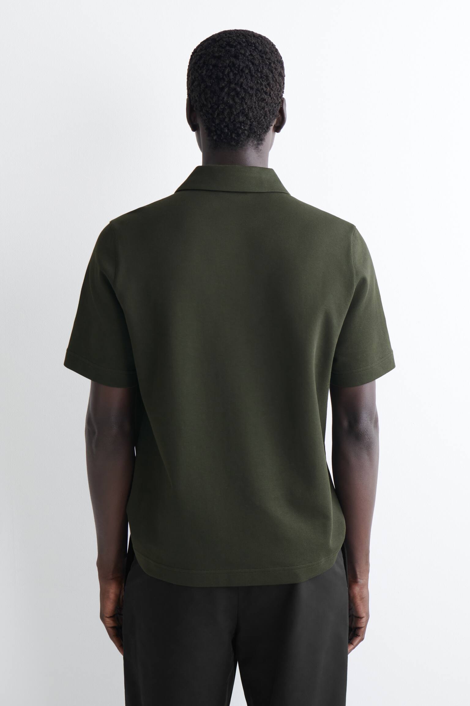 POLOSKJORTE I BOMULDSPIQUÉ - MØRKEGRØN - 3