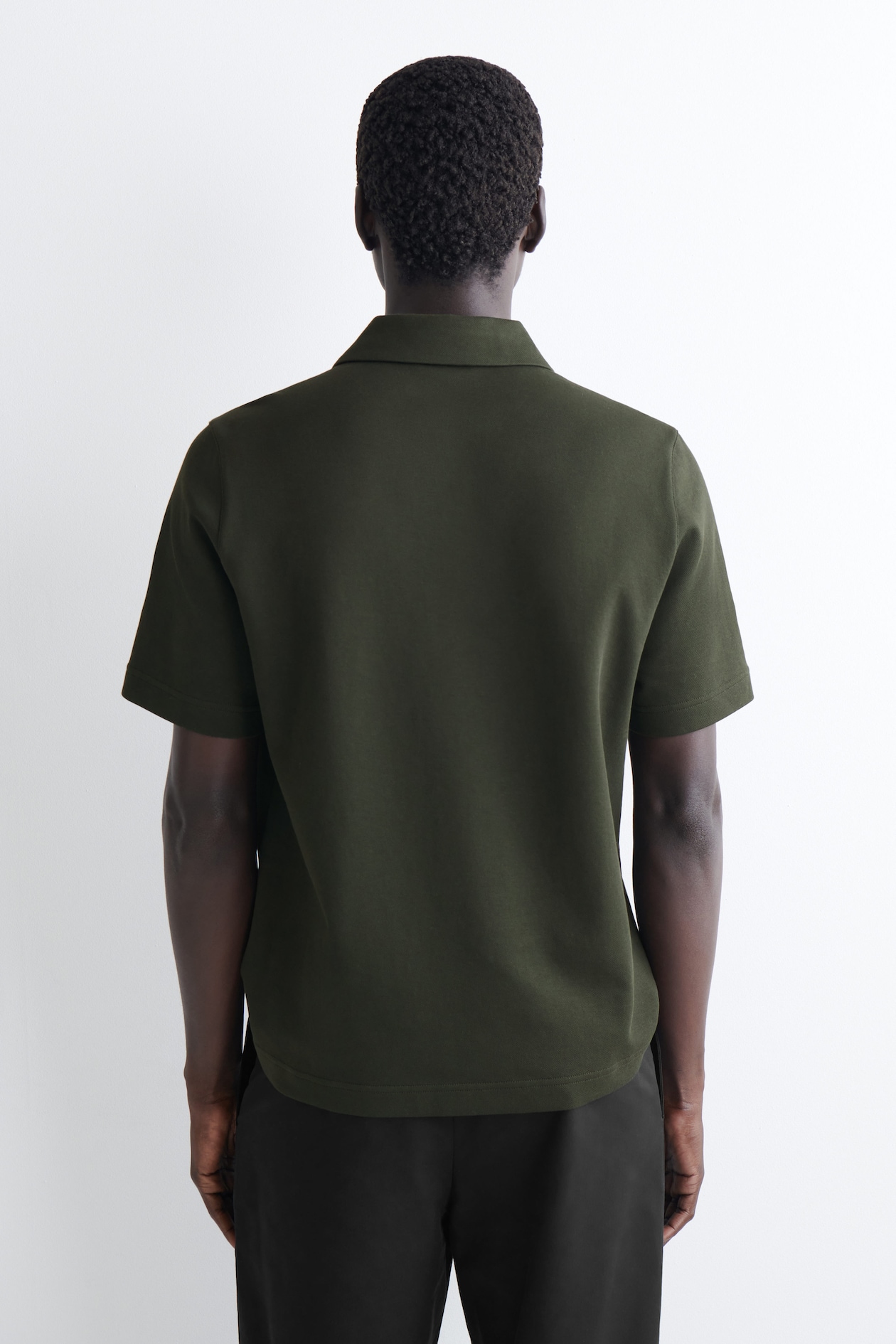 COTTON-PIQUÉ POLO SHIRT — DARK GREEN