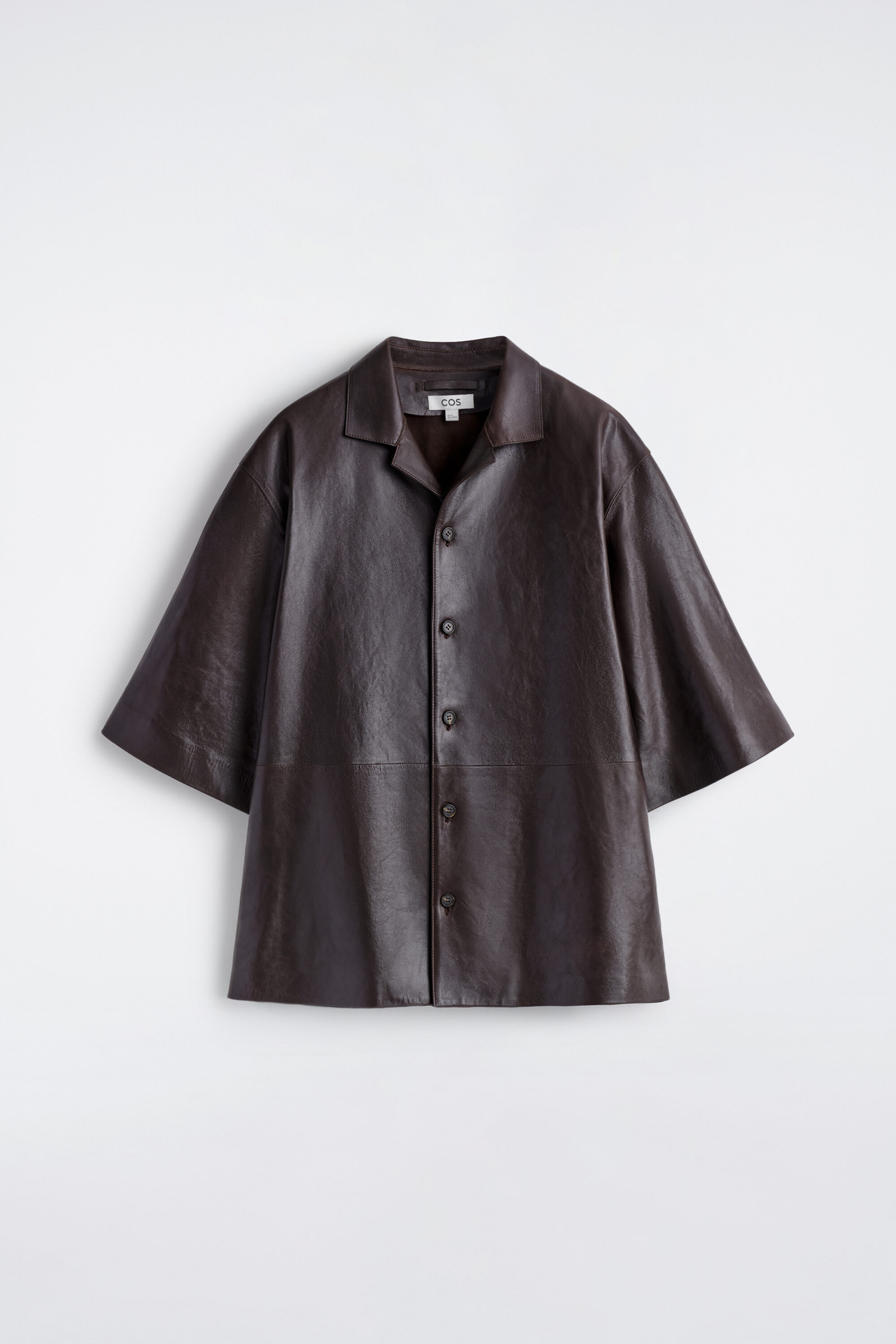 TEXTURED-LEATHER SHIRT - BITTER CHOCOLATE | COS