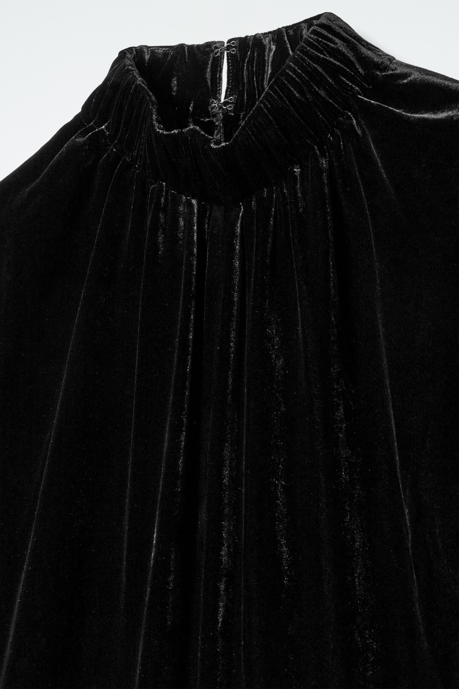 ROBE MIDI FRONCÉE VELOURS DE SOIE MÉLANGÉE - NOIR - 2