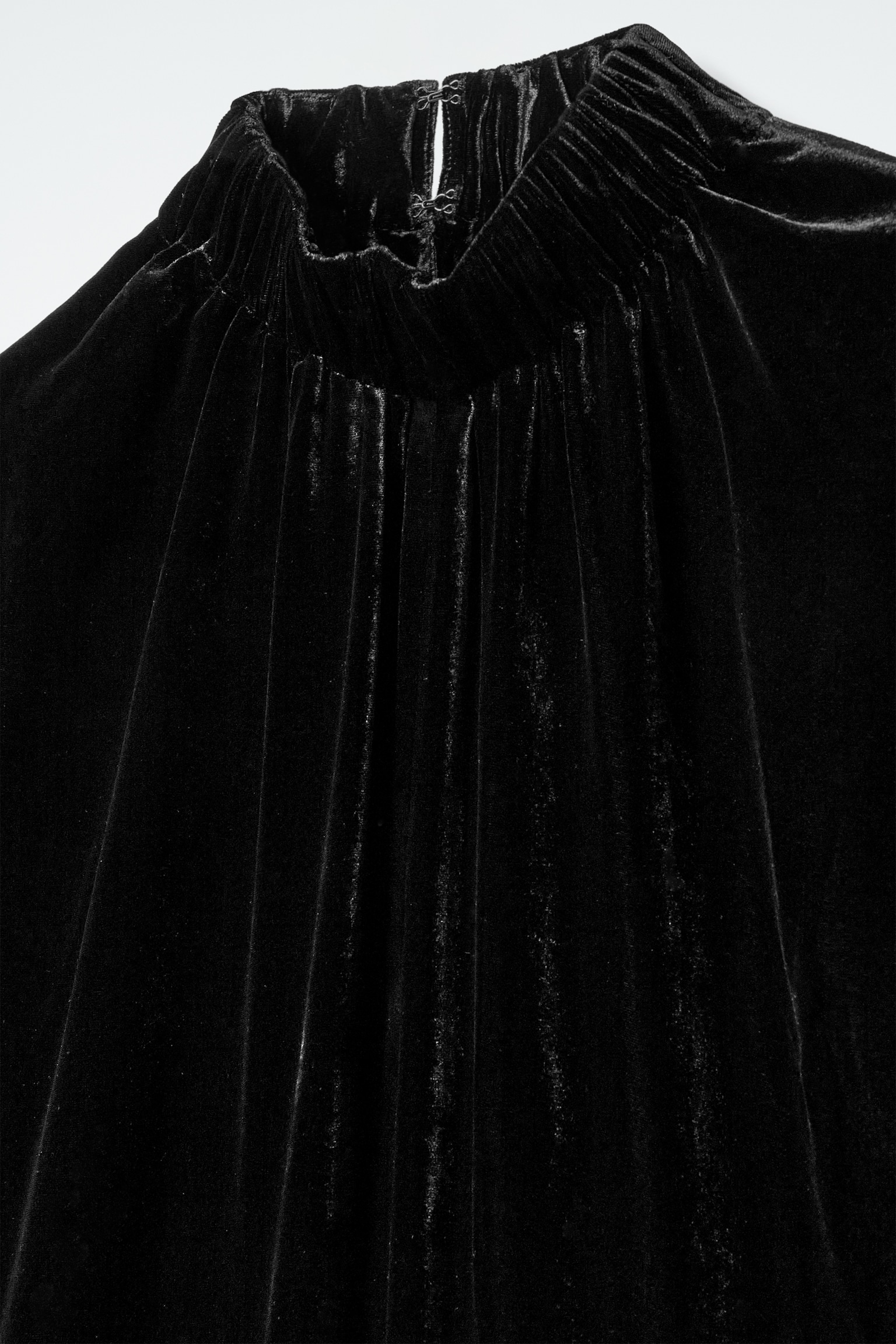 GATHERED SILK-BLEND VELVET MIDI DRESS - BLACK - 2