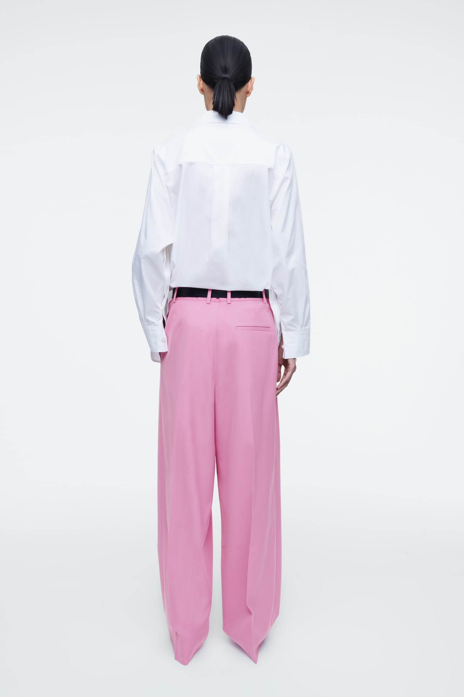 RELAXED TWILL WIDE-LEG TROUSERS - PINK/DARK BROWN/BLACK/BLUE/GREY/MOLE - 6
