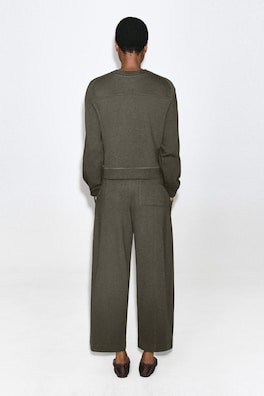 COTTON BARREL-LEG JOGGERS — BROWN 5