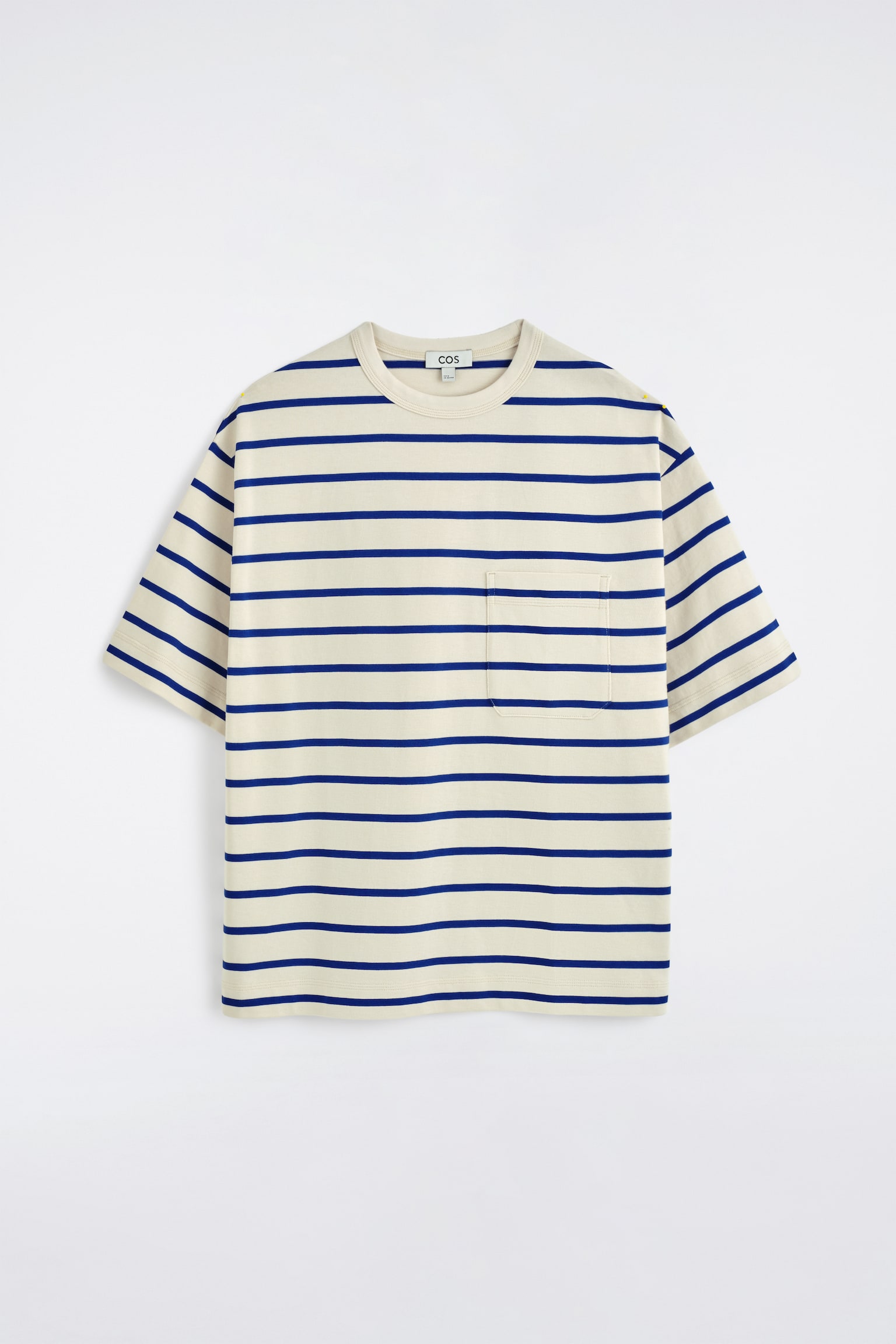 חולצת טי כבדת משקל במידה גדולה - BLUE / WHITE / STRIPED/לבן/ירוק כהה/KHAKI / BLACK / STRIPED/כחול כהה/שחור - 1