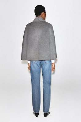 SHAWL-COLLAR DOUBLE-FACED WOOL CAPE — GRAY 5