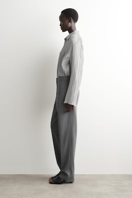 TAILORED WOOL STRAIGHT-LEG PANTS — GRAPHITE 4