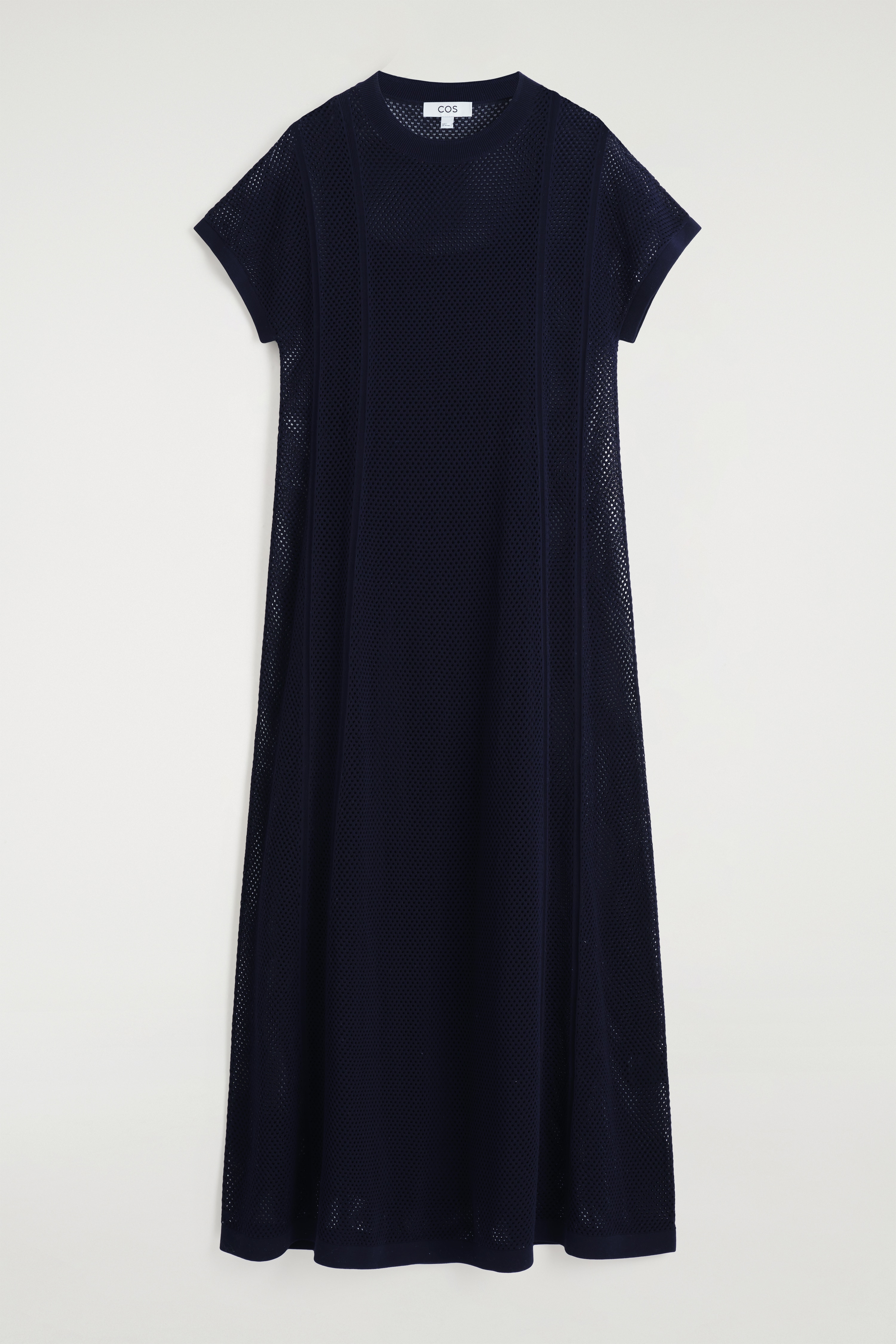 ABITO MAXI IN COTONE A MAGLIA TRAFORATA - BLU NAVY